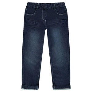 Τζιν με ελαστική μέση με used και τσαλακωμένο εφέ 