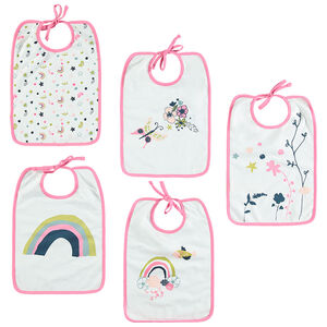 Σετ 5 σαλιάρες από ζέρσεϊ με φαντεζί στάμπα 