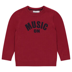 Πλεκτό πουλόβερ με τυπωμένο μήνυμα 