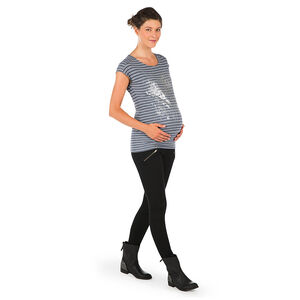 Tunique manches courtes de grossesse rayée avec print 