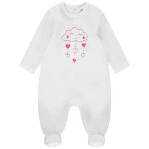 Φορμάκι ύπνου βελουτέ με τυπωμένο συννεφάκι και καρδούλες 