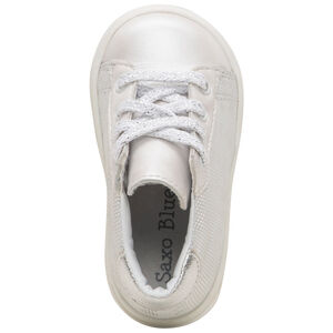 Γυαλιστερά μποτάκια με ασημί μοτίβα και κορδόνια  