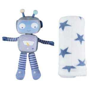 Σετ με κουβερτούλα από συνθετική γούνα sherpa και λούτρινο ρομπότ 