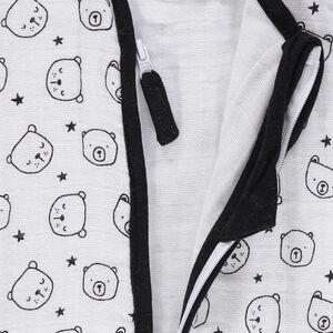 Αμάνικος υπνόσακος από βαμβακερό χασέ με μοτίβο αρκουδάκια 