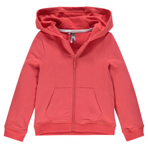 Φανελένια ζακέτα με κουκούλα και φερμουάρ 