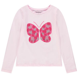 T-shirt manches longues uni print papillon 