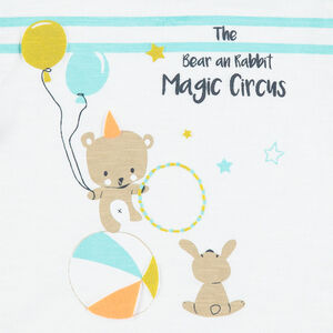 Σύνολο μακρυμάνικη μπλούζα με τυπωμένα ζωάκια και μονόχρωμο παντελόνι 