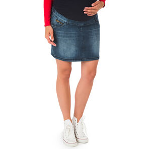 Τζιν φούστα εγκυμοσύνης με used όψη και μόνιμες τσακίσεις 