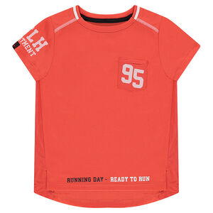 Tee-shirt manches courtes en polyester avec inscriptions printées 