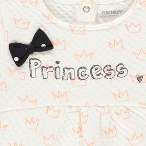 Μακρυμάνικη τουνίκ από βαμβακερό γκοφρέ ύφασμα με τυπωμένα στέμματα σε όλη την επιφάνεια 