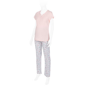 Εμπριμέ παντελόνι εγκυμοσύνης για το σπίτι με σχέδιο φρούτα 