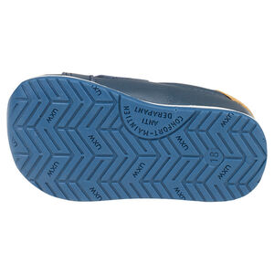 Baskets basses en cuir à scratchs et bandes contrastées 