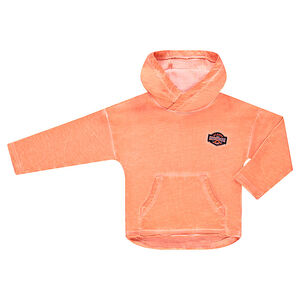 Φανελένιο φούτερ με κουκούλα σε νηματοβαφή με μπάλωμα σε σχήμα οικόσημου 