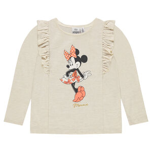 Μακρυμάνικη μπλούζα από λεπτή φανέλα με βολάν και στάμπα τη Μίνι της Disney 