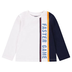 Κοντομάνικη μπλούζα με λωρίδες σε αντίθεση 