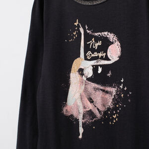 Robe de fêtes manches longues print danseuse pour enfant fille 