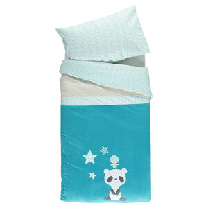 Σετ παπλωματοθήκη και μαξιλαροθήκη με κεντημένο πάντα 