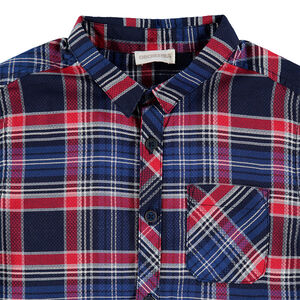 Παιδικά - Μακρυμάνικο καρό πουκάμισο σε ύφανση με διακοσμητικό σχέδιο 