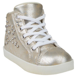 Χρυσά μποτάκια με κορδόνια και στρας 