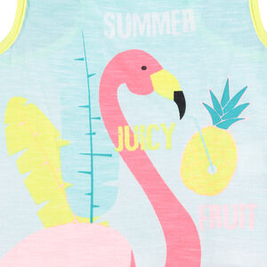 Ensemble avec débardeur print flamant rose et short jaune 