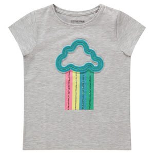 Κοντομάνικη ζέρσεϊ μπλούζα με διακοσμητικό ανάγλυφο μοτίβο 