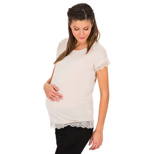 Tee-shirt de grossesse manches courtes finitions dentelle 