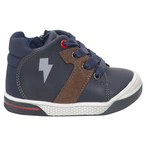 Μποτάκια από συνθετικό δέρμα με κορδόνια και φερμουάρ 