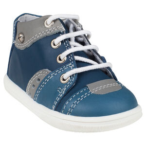 Bottillons à lacet en cuir avec empiècements contrastés 