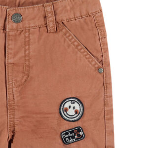 Pantalon surteint en toile style cargo badges Smiley  