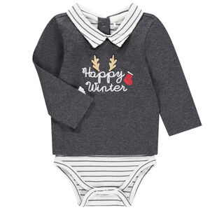 Body manches longues effet 2 en 1 esprit Noël 