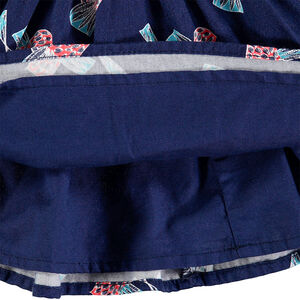 Φούστα με λάστιχο στη μέση και βολάν με μοτίβο πουλιά 