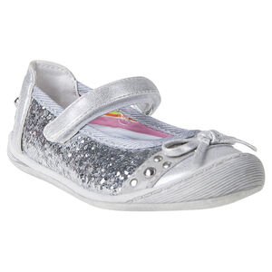 Babie argentées à paillettes avec noeud et rivets  