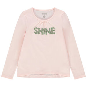 T-shirt manches longues uni à print brillant 