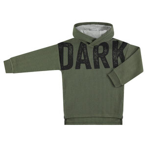 Παιδικά - Φούτερ με κουκούλα από φαντεζί φανέλα με τυπωμένο κείμενο 