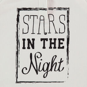 Φανελένιο σύνολο φούτερ με κουκούλα και στάμπα και μελανζέ παντελόνι 