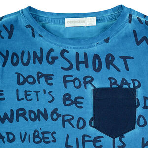 Μακρυμάνικη μπλούζα από ζέρσεϊ με εμπριμέ μοτίβο και τσέπη 