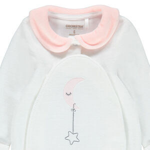 Βελουτέ φορμάκι ύπνου με κεντημένο φεγγάρι και στρογγυλό γιακαδάκι 