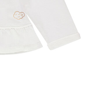 Φανελένια ζακέτα με βολάν στη βάση και στάμπα συννεφάκι 