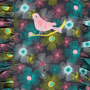 Αμάνικο φόρεμα με φλοράλ μοτίβο και κεντημένο πουλάκι 