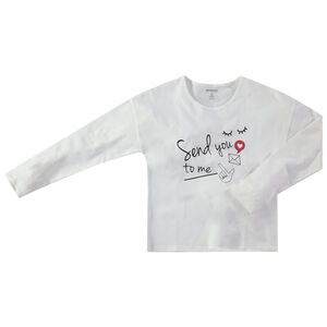 Παιδικά - Μακρυμάνικη μονόχρωμη μπλούζα με τυπωμένο μήνυμα 