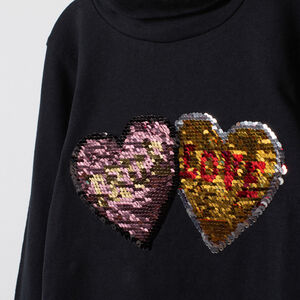 Sous-pull en coton bio col roulé et sequins magiques 