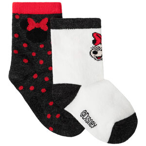 Lot de 2 paires de chaussettes assorties à pois / motif Minnie 