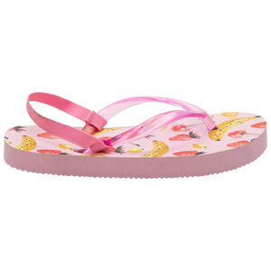 Σαγιονάρες με διάφανο λουράκι και τυπωμένα φρούτα 