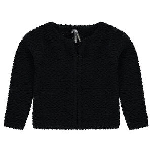 Ζακέτα σε πλέξη ποπ κορν με φερμουάρ 