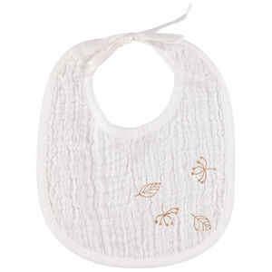 Bavoir en tétra à feuilles brodées 