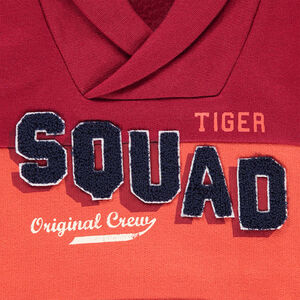 Δίχρωμο φούτερ από φανέλα με πετσετέ γράμματα και τσέπη 