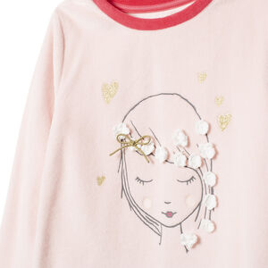 Pyjama 2 pièces en velours avec print fantaisie 