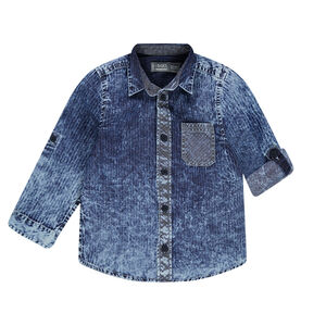 Μακρυμάνικο πουκάμισο με όψη ξεβαμμένου ντένιμ και ρίγες 