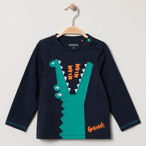 T-shirt manches longues motif crocodile brodé 