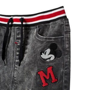 Jean effet used à taille élastiquée motif Mickey Disney 
